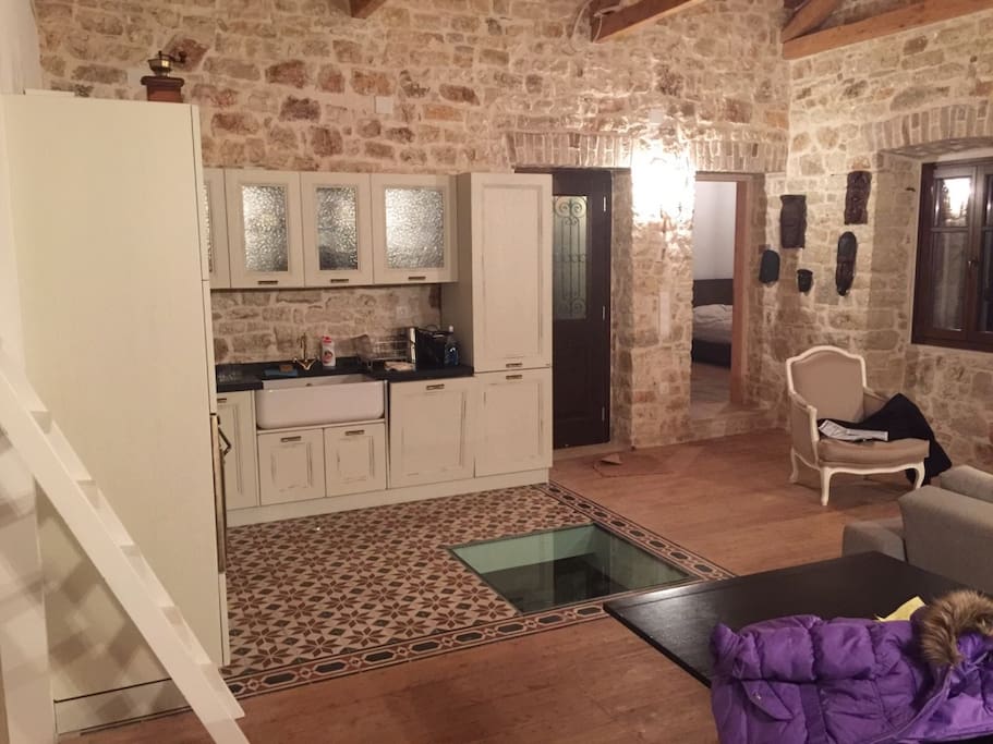 Open kitchen, living and dining area