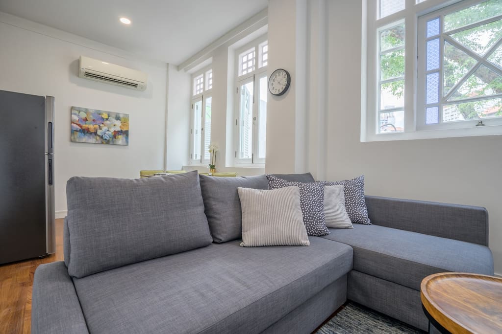 Sofa Bed with Fridge and Dinning Area