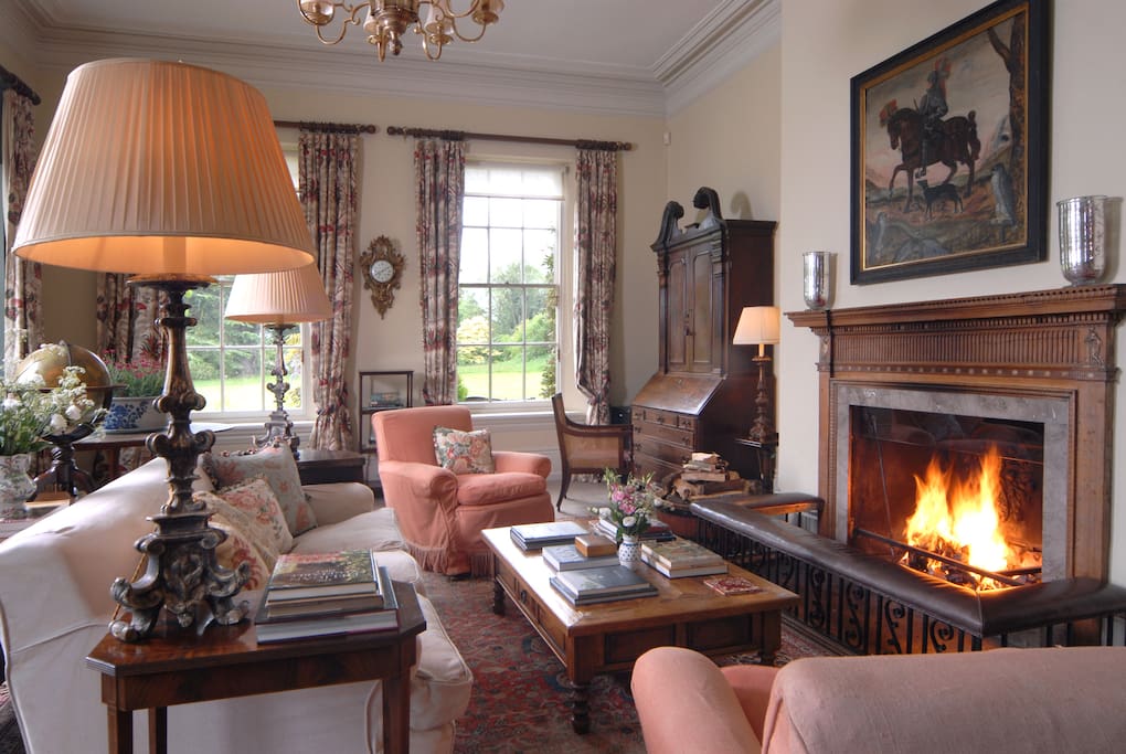 Sitting room/Library- Open Fireplace