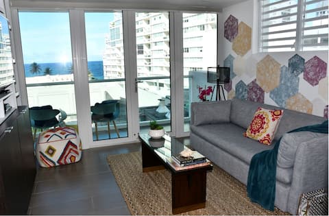 Top Airbnb: Luxury Ocean View Studio Apt. - Amenities Included in San Juan