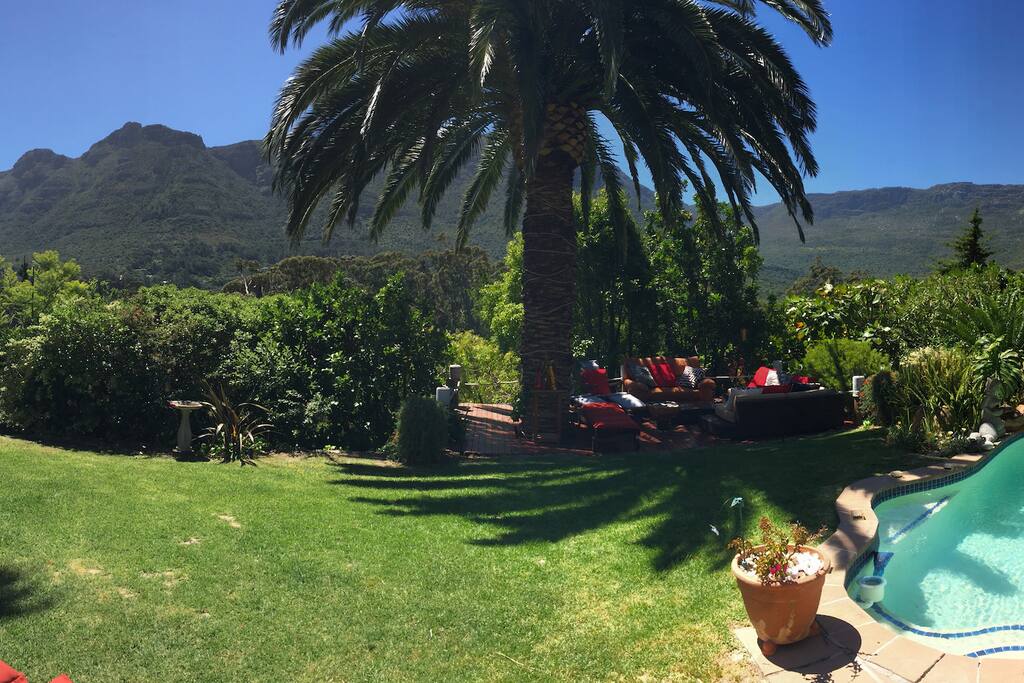 View towards Orangekloof Nature Reserve, shaded lounging deck