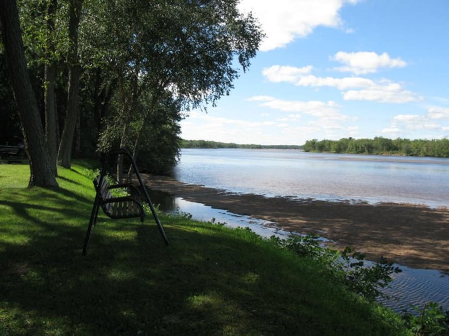 Sit on double bench swing & view gorgeous sunsets.