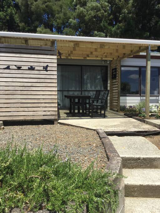 Cottage entrance and patio area