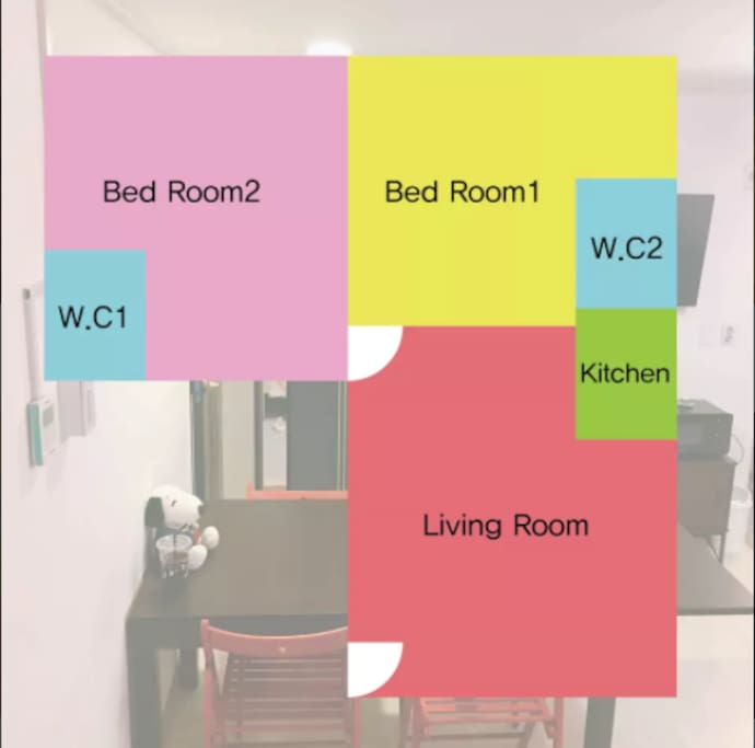 #504 is full equipped one livingroom and two bedrooms and two bathrooms / 504호는 모든시설이 갖춰진 거실1, 침실 및 화장실 2개 룸입니다.