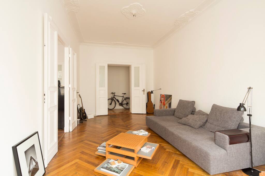 Living room with double door