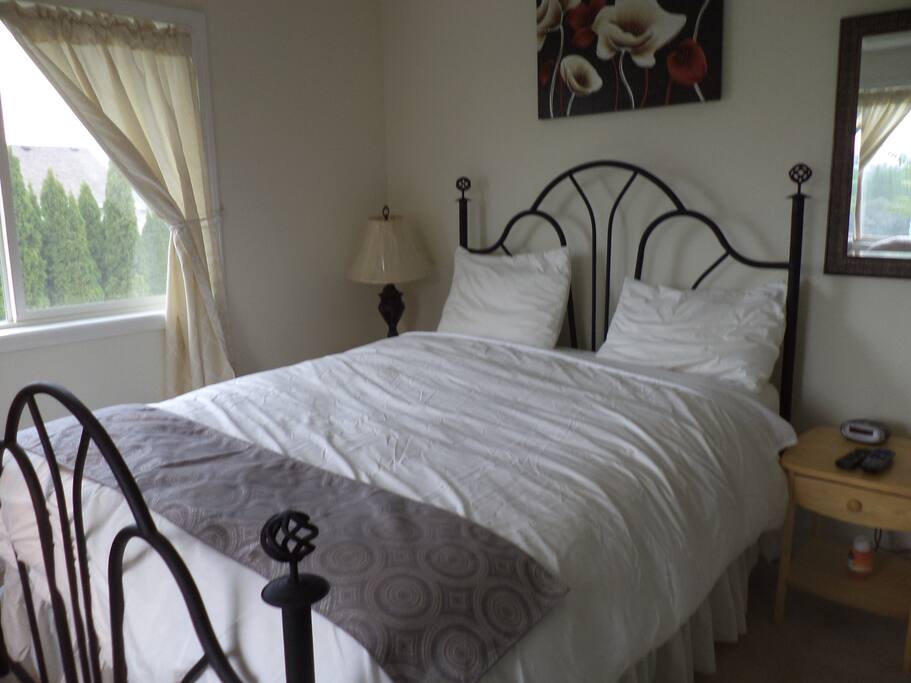 We have queen size bed and large closet.