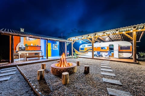 Cabana Roots, Jacùzzi, Swimming pool, Bonfire, Bike.