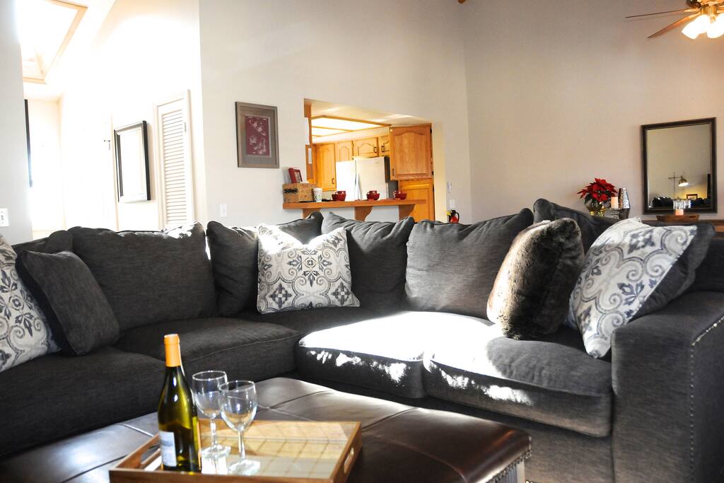 Cozy up in front of the fire to watch movies, read, or just take a long nap.