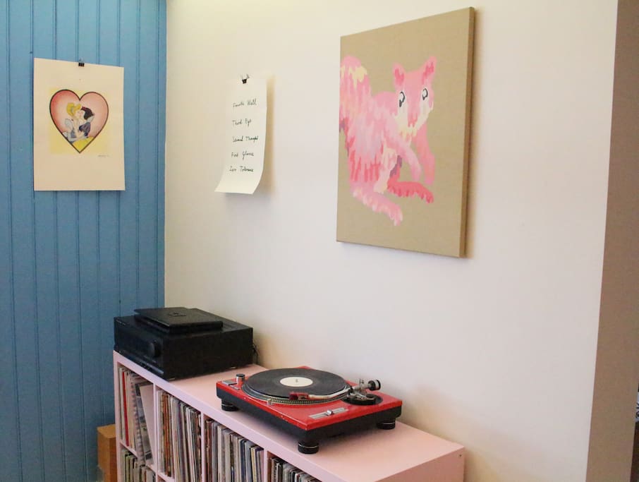 We have some cool contemporary Icelandic art and a nice big record collection.