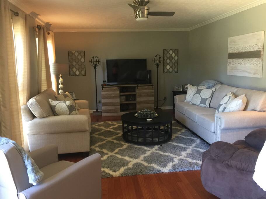 Brand new sofas. One large, one love seat, 2 recliners. Smart tv, DVD player