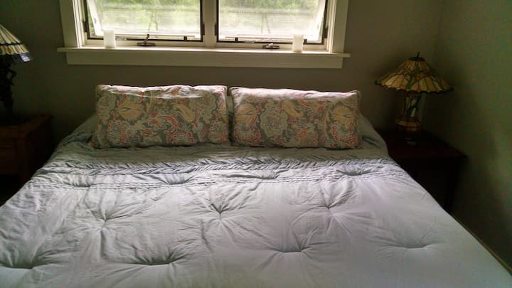 King size Bed, Plenty of closet space and great windows.
