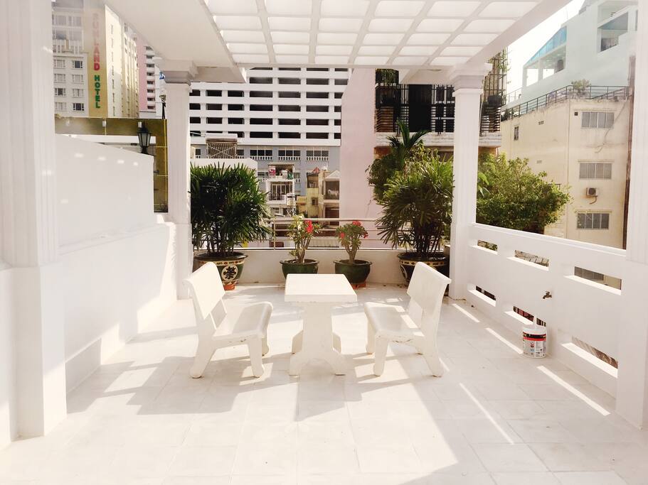 Big balcony connected with bedroom