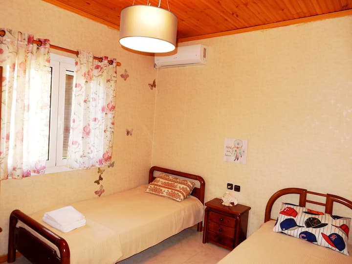 Spavaća soba s dva kreveta za jednu osobu