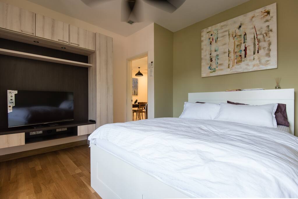 Television preloaded with Netflix in the master bedroom