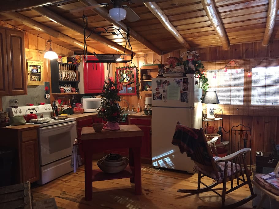 Kitchen with butcher block island