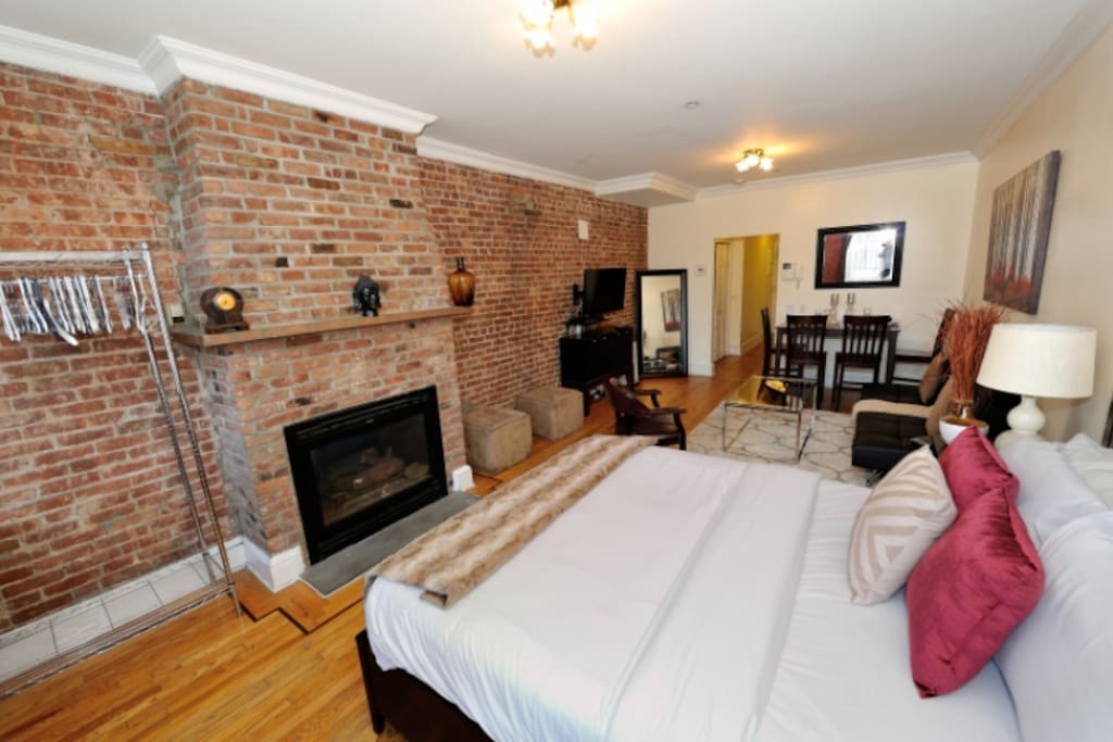 Exposed brick throughout