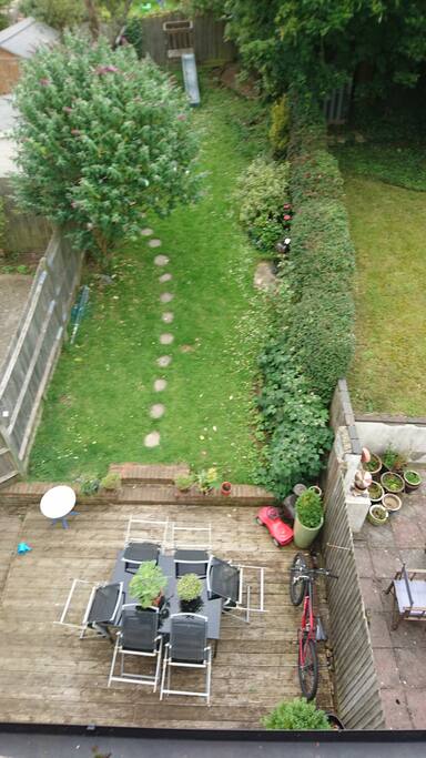 View of decking and back lawn