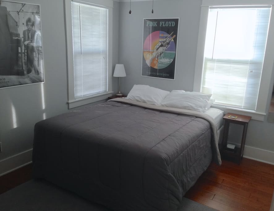 Guest room has queen size bed, great natural light