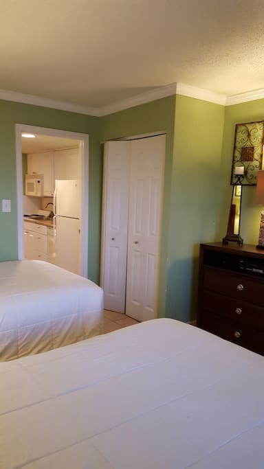 The door to the bedroom can be shut for privacy.