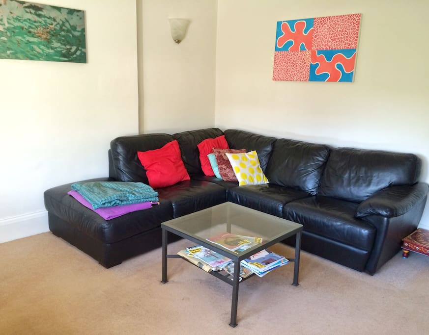 Very Spacious living room with comfortable sofa. If you want to invite a guest, they can easily sleep on the sofa.