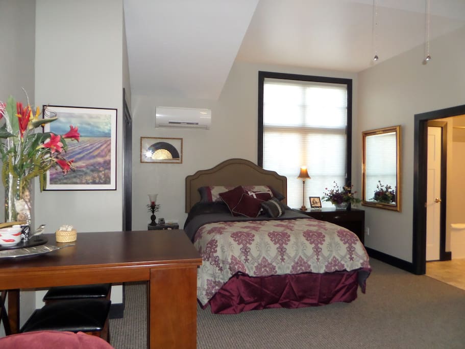 Looking from the TV corner towards the bed