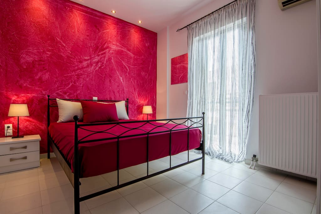The bedroom with a comfortable bed