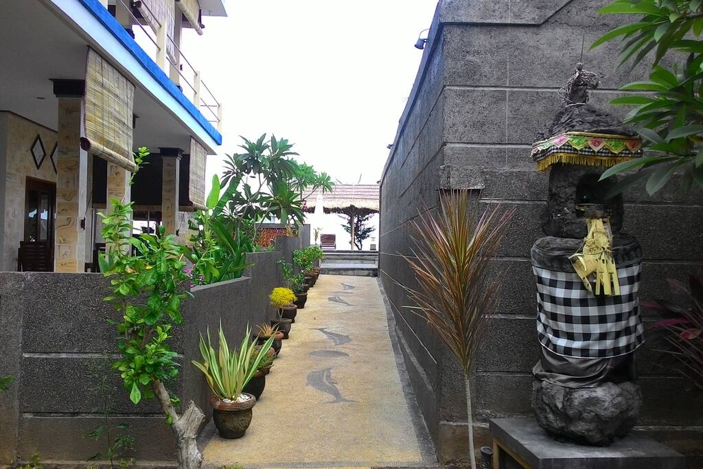 The Road from Villa towards the pool and the beach