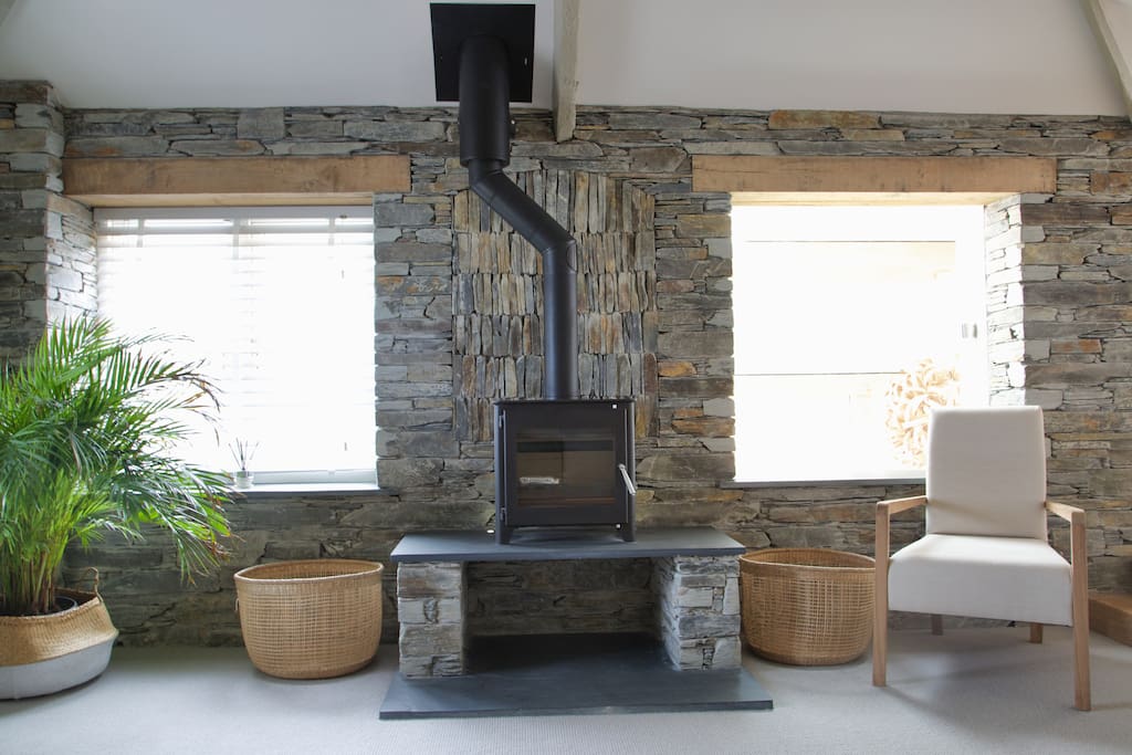 Log burner. (In addition to central heating)