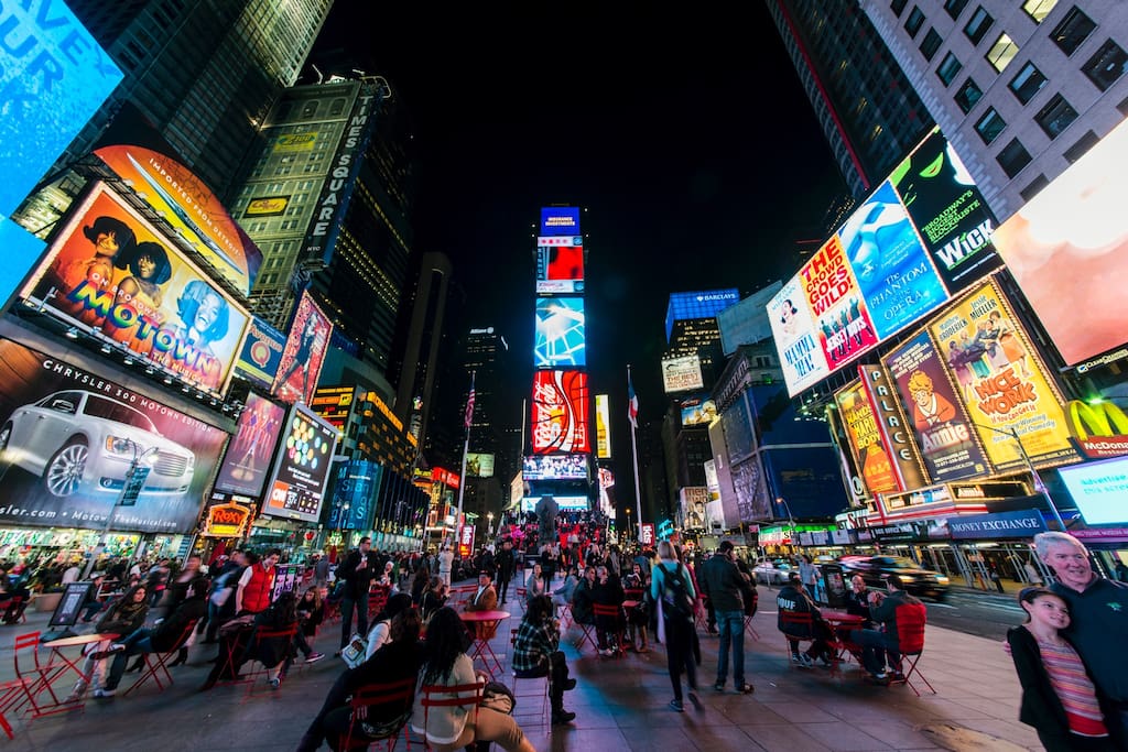 Times Square and Broadway are less than 10 minutes walking