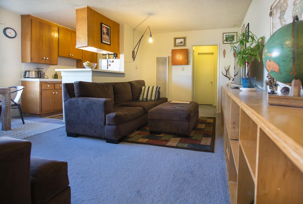 Looking across living room toward guest's room and bathroom.