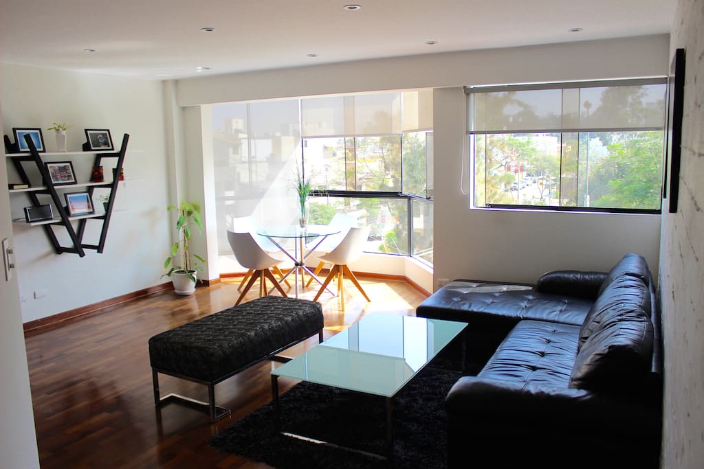 Living room with park view