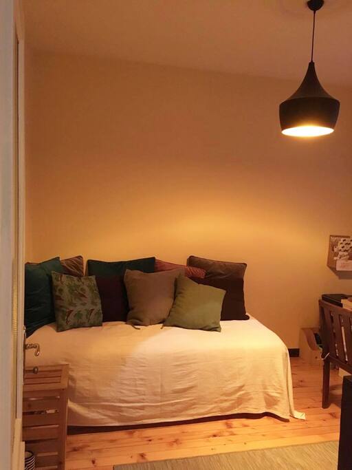 The bed in the room