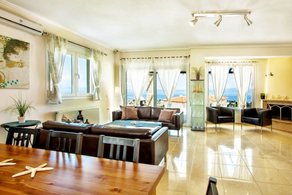 living room with sea view