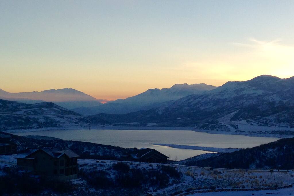 View from my street. Breathtaking view of Jordanelle and the backside of Deer Valley Resort.