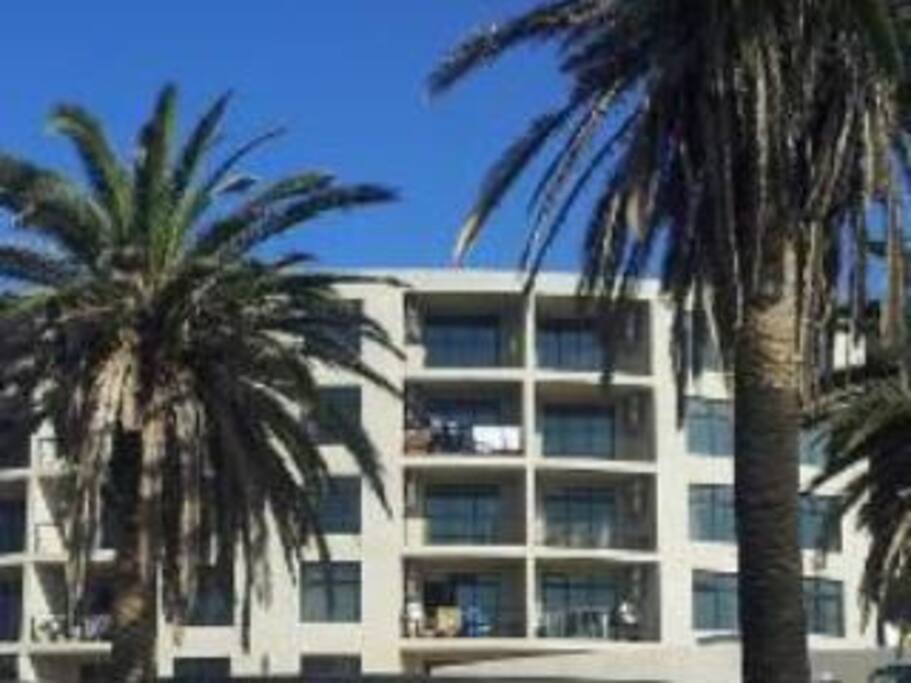 Modern apartment block which is home