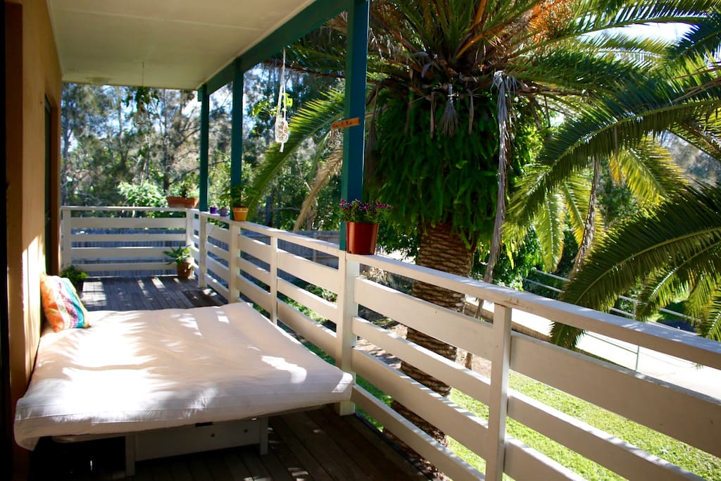 Front veranda | Bike track to footbridge | Sunlit daybed