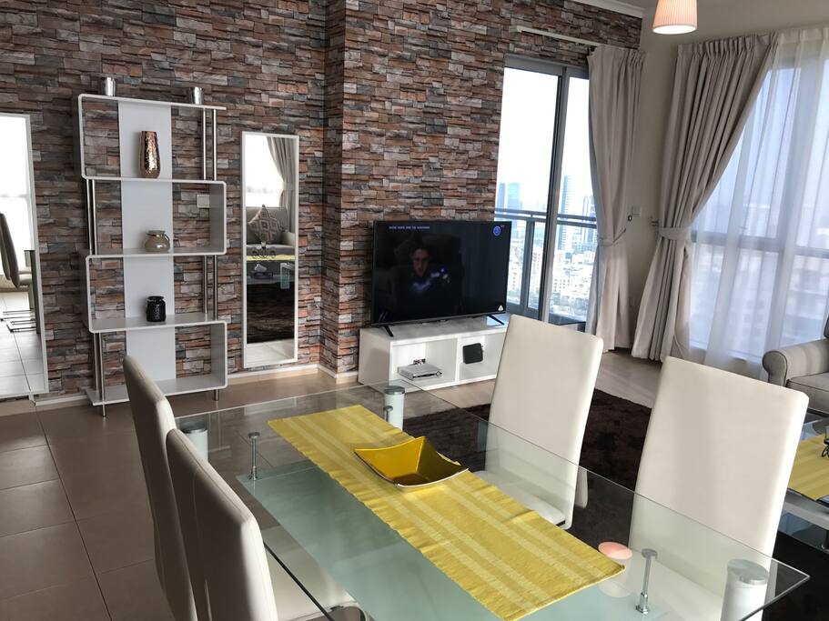 Living Area with Large Size Flat Screen TV