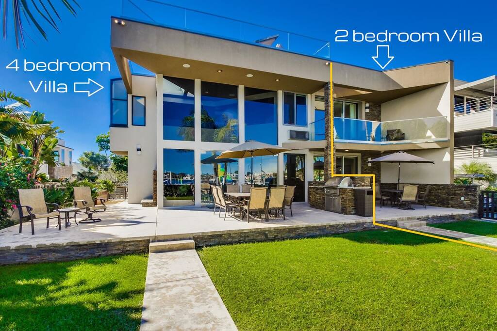 Located on the right side of the Villa on the Bay