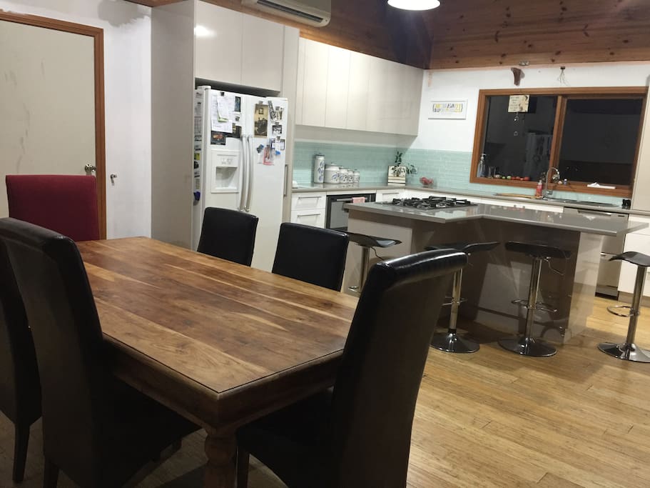 Kitchen and dining flow beautifully together.