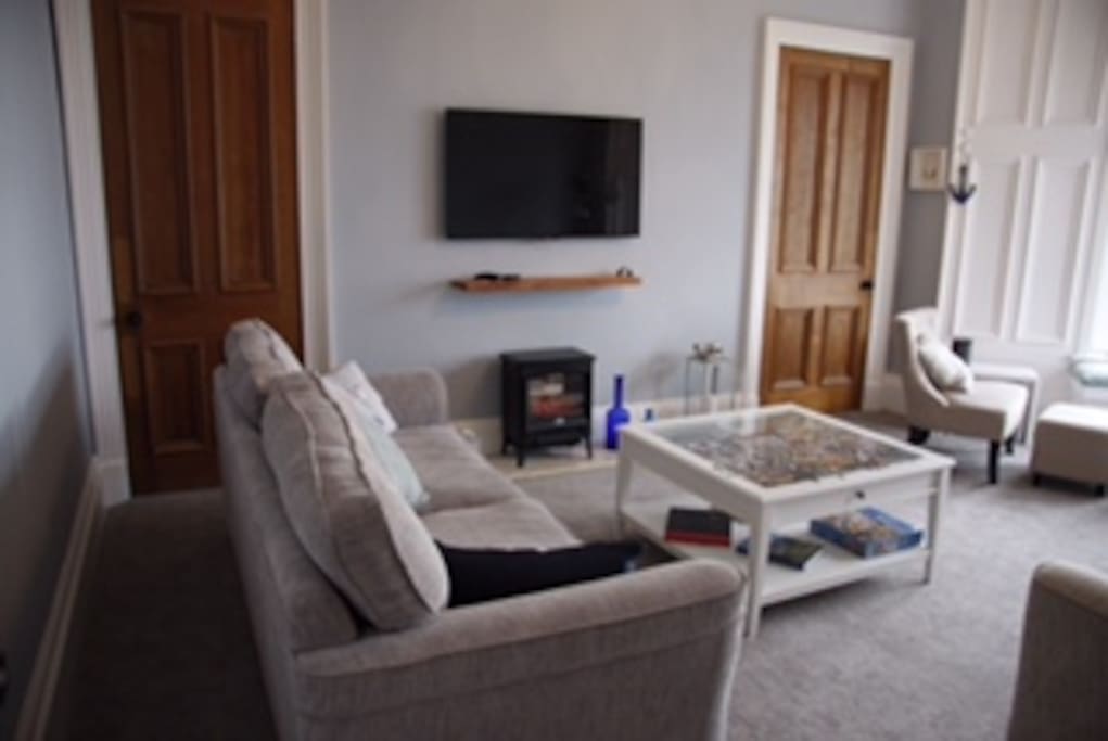 Comfortable living room with Electric stove