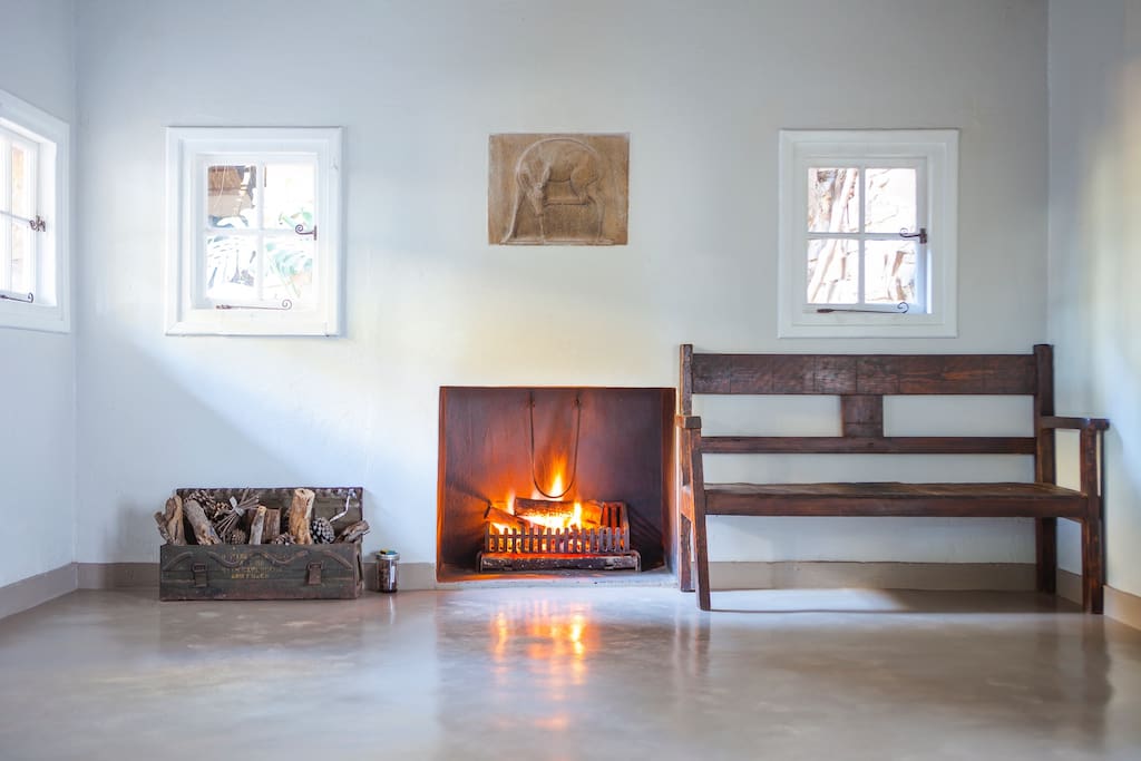 Guest dining room with stone carved duiker by Coert Steynberg