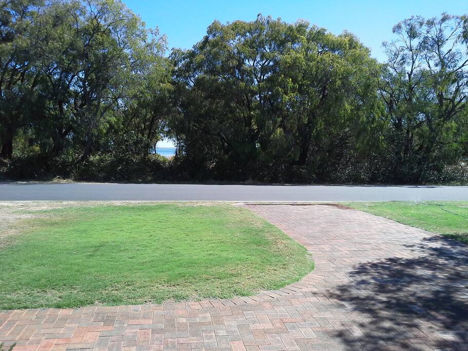 Looking across the road to the beach