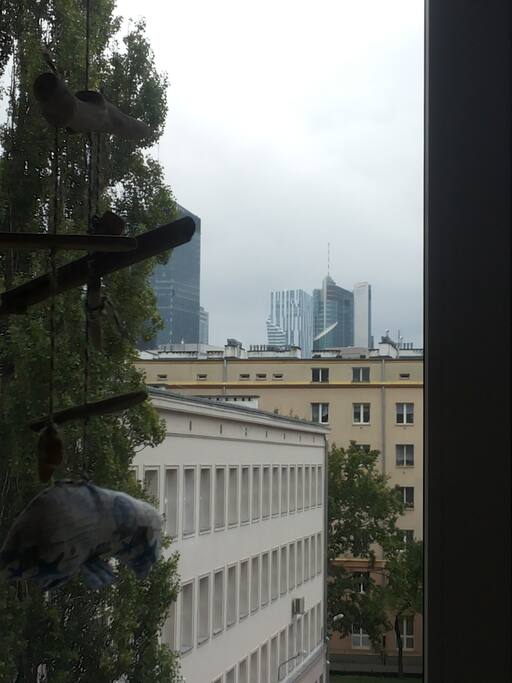Warsaw skyline seen from our kitchen window