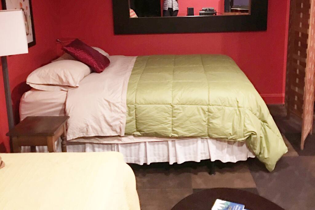 Queen bed in Basement Bedroom