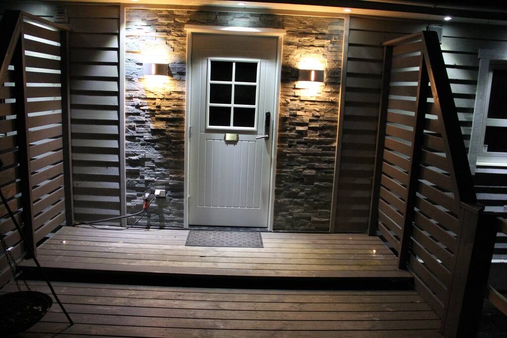 Front door at night