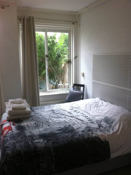 Comfortable box spring bed. Towels and sheets included