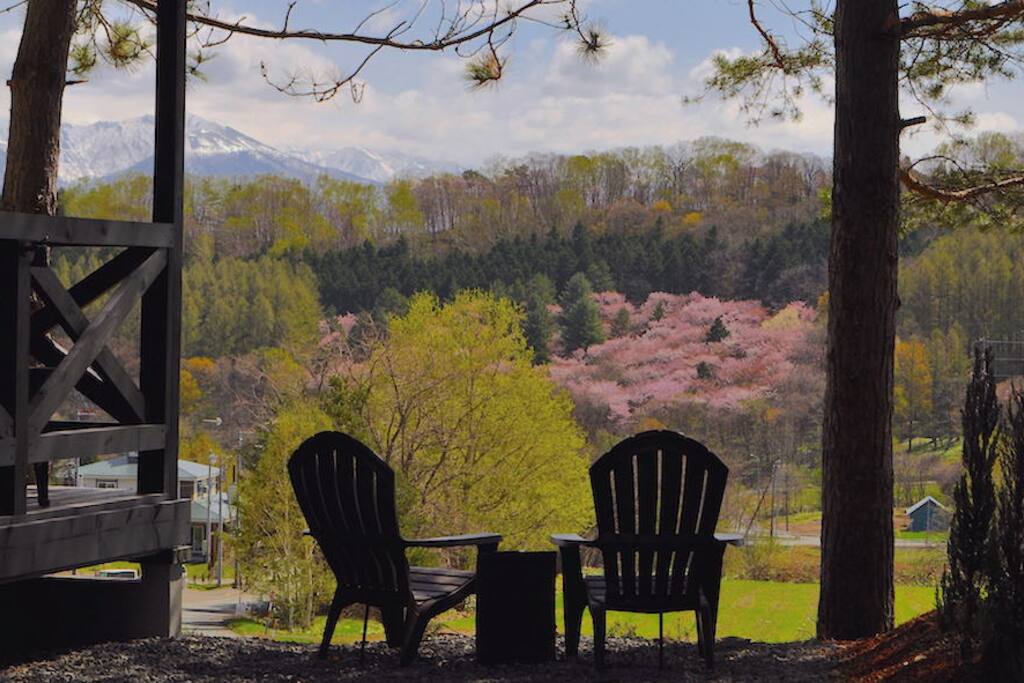 Our restful views of mountains and trees, not neighbouring buildings!