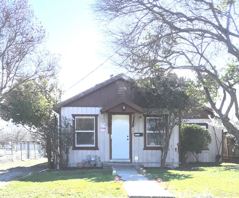 Front yard and long driveway