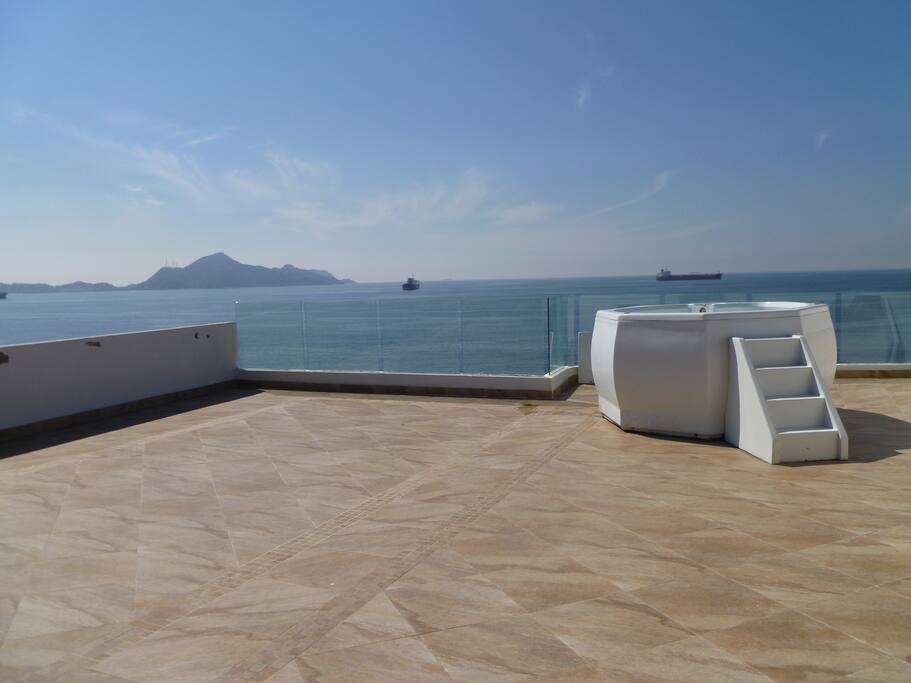 upper deck view and hottub