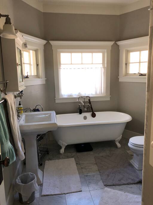 Claw foot tub is so fancy we never use it!